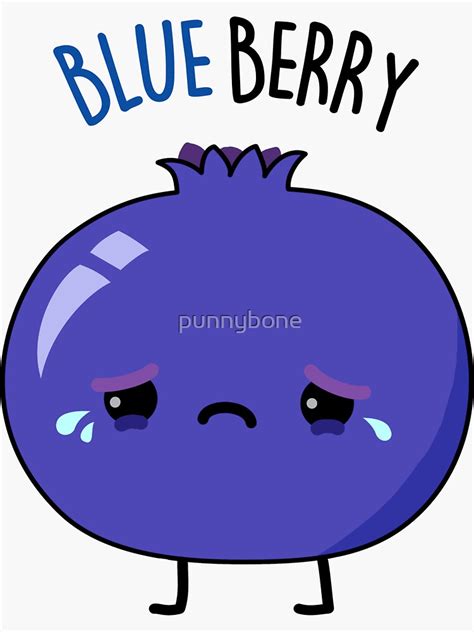 Blue Berry Fruit Food Pun Sticker For Sale By Punnybone Redbubble