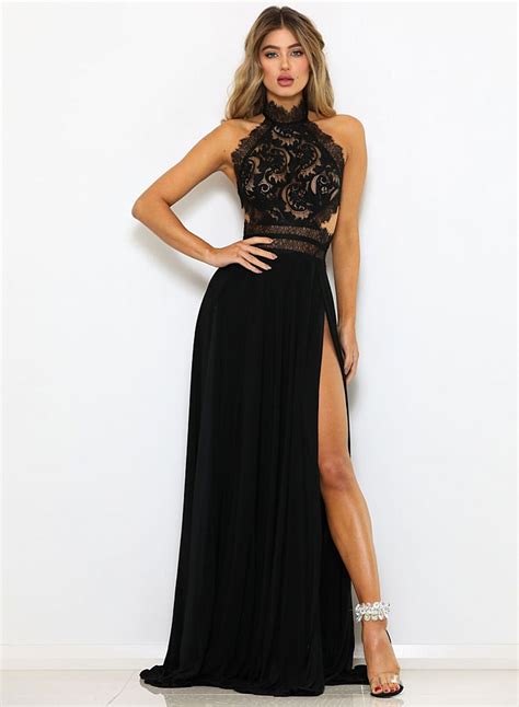 Fashion Lace Hollowed Out Sleeveless Backless High Slit