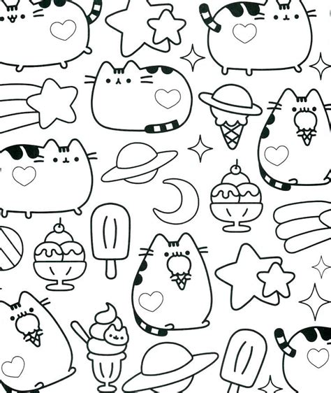 Mermaid unicorn cat rainbow coloring pages kids coloring set four printable pages cute art for kids little girls art. pusheen coloring pictures also coloring pages best the cat ...