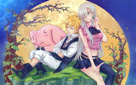 Seven deadly sins), blonde, anime, elizabeth liones, giant, black hair, ban (the seven deadly sins), bar, yellow eyes, purple eyes, pink hair, brown hair, white. The Seven Deadly Sins wallpaper | 1920x1200 | 602860 ...