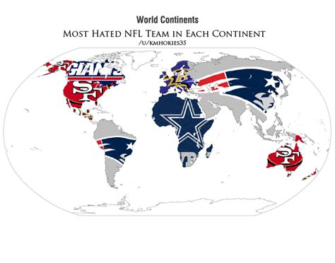 Maps Of The Most Hated Nfl Teams In Each State And Continent