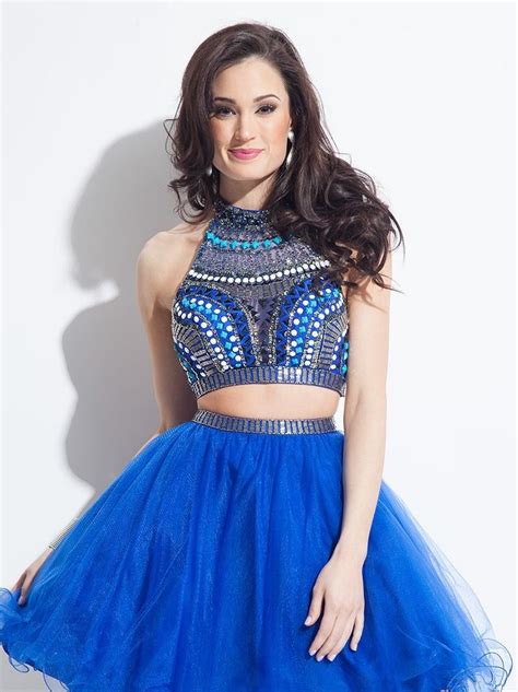 Sexy Royal Blue Halter Backless Short Cocktail Dresses 2016 Hot Beaded