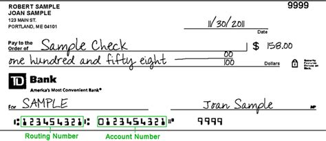 How to read a td canada cheque. Check Sample and TD Bank Routing Numbers