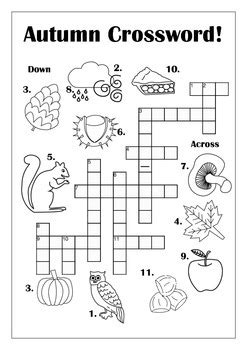 Autumn Crossword by Fun in the Sun | Teachers Pay Teachers
