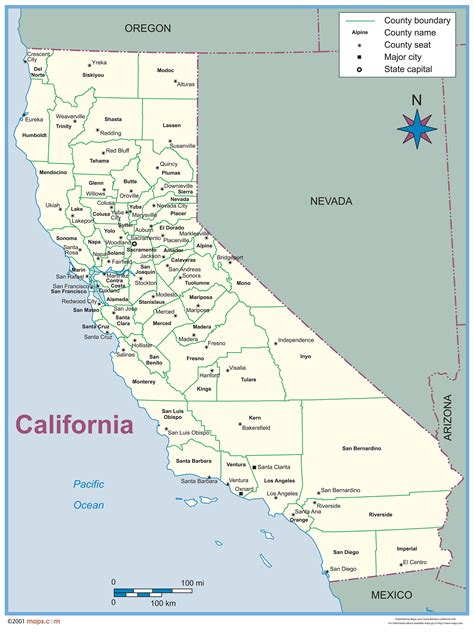 California County Outline Wall Map By