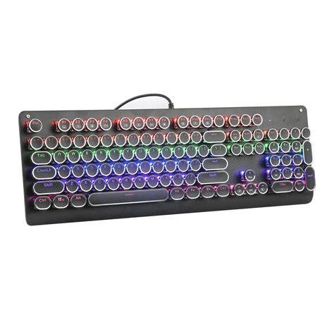 Steampunk Typewriter Style Keyboard With Rainbow Led Backlit Keys
