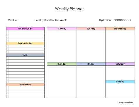 Printable Weekly Planner Sheet Printable Words Worksheets