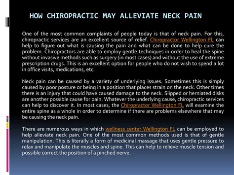 Ppt How Chiropractic May Alleviate Neck Pain Powerpoint Presentation