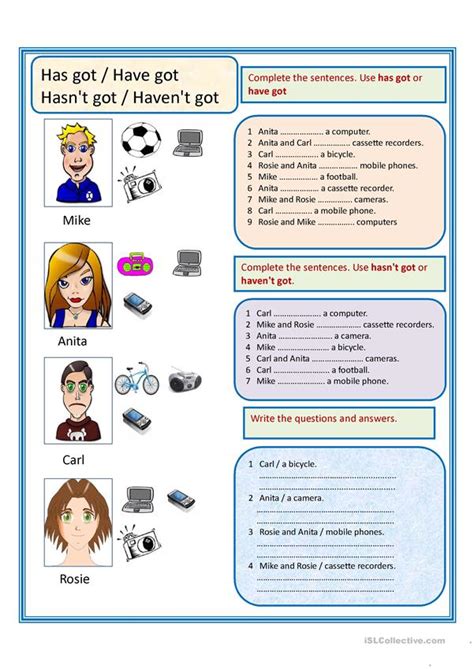 The two main uses of have. Have got,has got worksheet - Free ESL printable worksheets ...