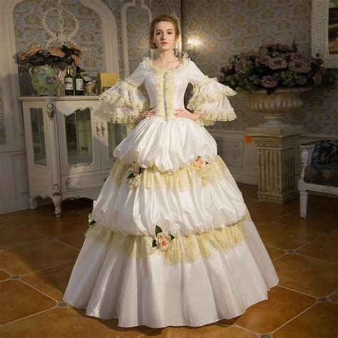 2017 Elegant White Lace Dance Dress 18th Century Rococo Baroque Ball