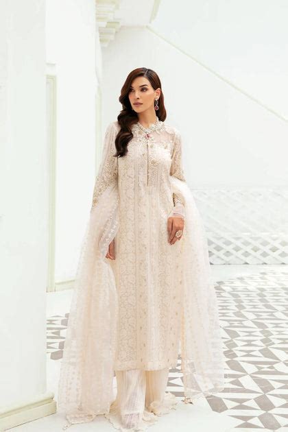 Ivory Salwar Suit Luxury Pakistani Salwar Kameez Dupatta Nameera By Farooq