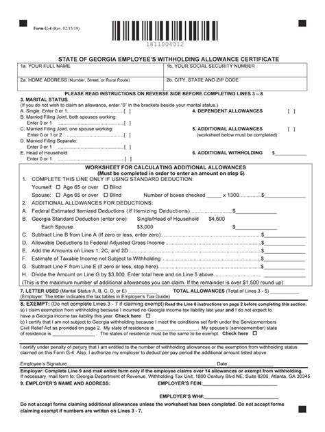 Printable Ga Income Tax Form Printable Forms Free Online