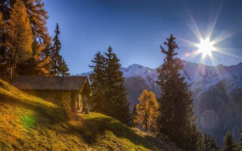 4555415 Snowy Peak Clouds Alps Forest Landscape Switzerland