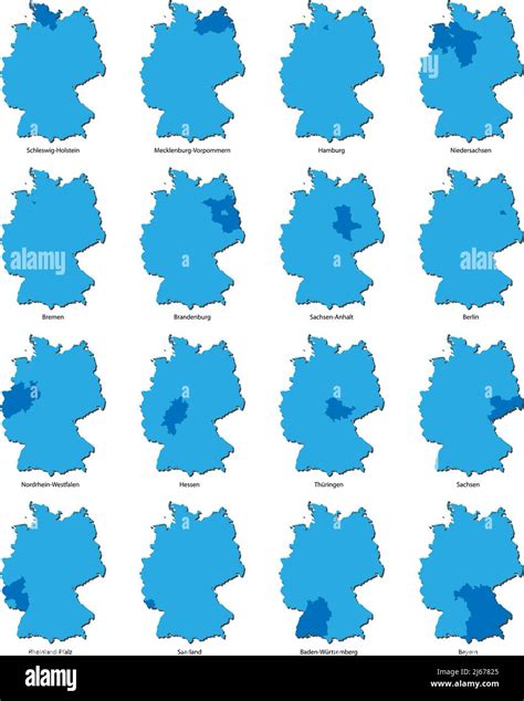 Maps Of Germany With Each Of The Sixteen Separate Federal States