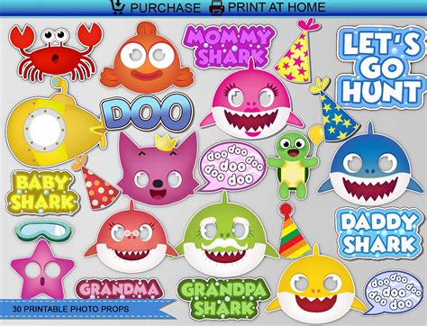 We printed our family of friendly sharks (and the. Baby Shark Photo Props - Art&Choke