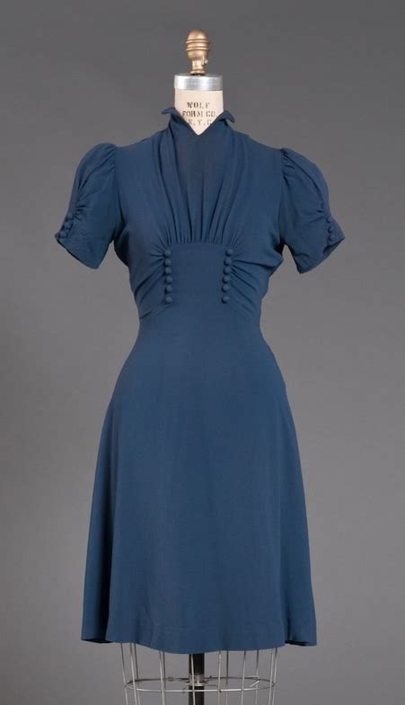 A Lovely Blue Day Dress 1939 Fidm Museum 1930s Fashion Retro