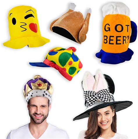 upper midland products 6 costume hats silly hats funny hats for adults crazy hats