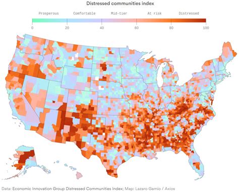 Distressed Communities Index By Us County Vivid Maps