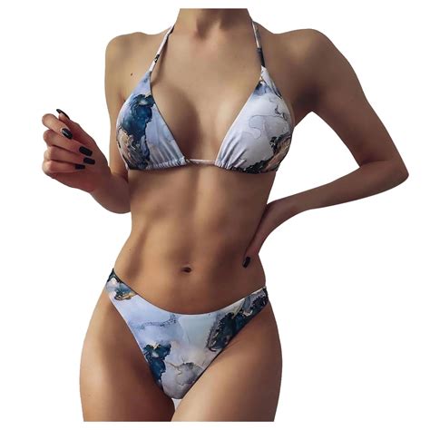 [ladymiss] women s sexy high breast contrast gradient split bikini set one piece swimsuit