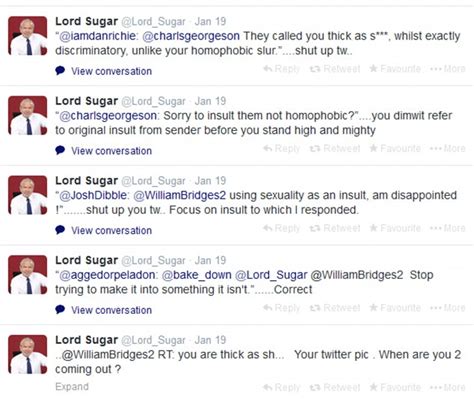 Alan Sugar Accused Of Homophobia After Implying Twitter User Was Gay