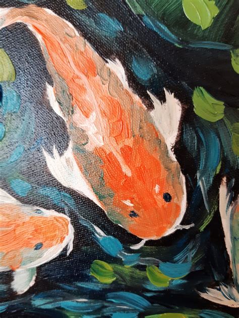 Koi Fish Painting Original Art Japanese Carp Palette Knife Etsy