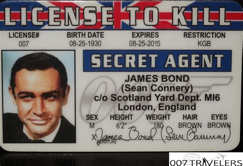 007 Travelers 007 Item License To Kill Id Card