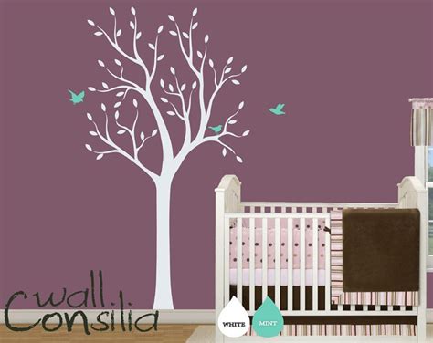 Baby Nursery Tree Wall Decal Wall Sticker White Tree Wall Etsy