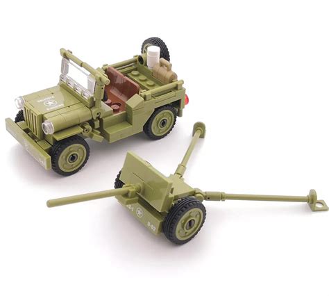 Ww2 Us Army Willy Jeep M101 Light Howitzer — Brick Block Army