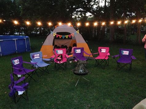 Girls Glamping Party Easy Set Up Tent Chairs And A Fire Of Course