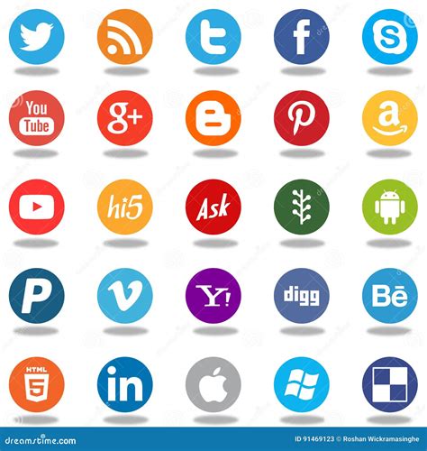 Round Social Media Network App Logo Icons Editorial Stock Photo