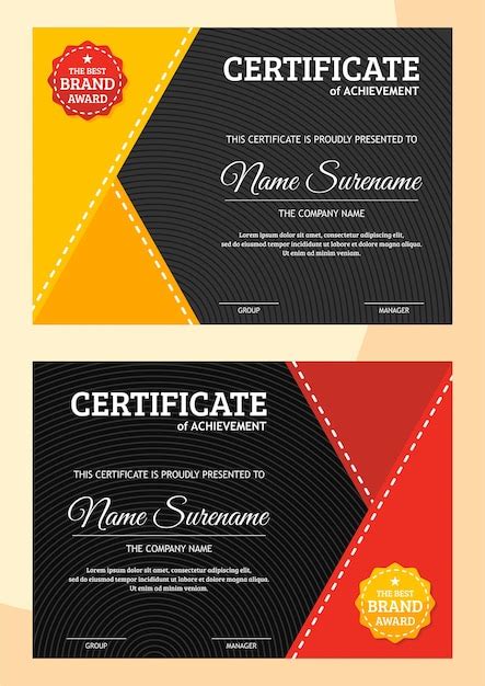 Premium Vector Certificate Template In Red And Yellow