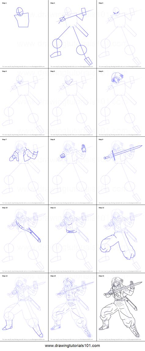 This high quality transparent png images is totally free on resolution: How to Draw Trunks from Dragon Ball Z printable step by ...