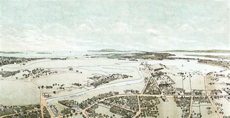 Quincy Ma In 1877 Birds Eye View Map Aerial Map Panorama Map