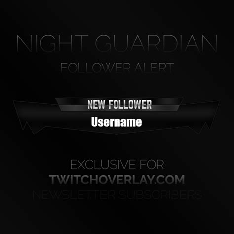Night Guardian Dark Follower Alert Graphic Twitch Overlay