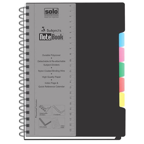 Solo Premium 5 Subject Notebook B5 70 Gsm 300 Pages Square Ruled