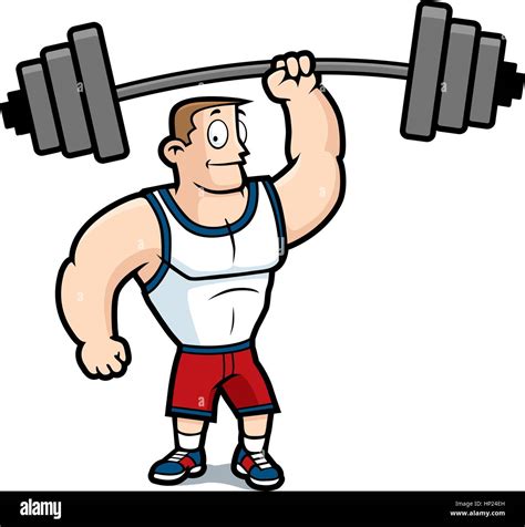 A Cartoon Strong Man Lifting A Heavy Weight Stock Vector Image And Art