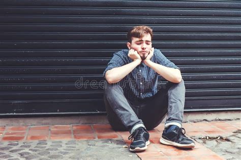 Man Sitting Sad Alone Stock Photo Image Of Shock Embarrassment