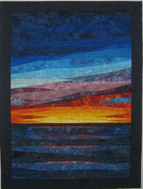 Custom Sunset Over Water 23w X 31h Seascape Quilts Landscape Art