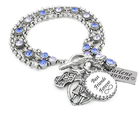 Personalized Best Friends Charm Bracelet With Choice Of Birthstones In
