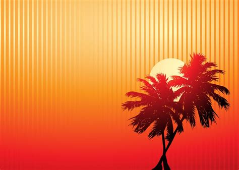 Beautiful Beach With Sunset And Palm Trees Background For Powerpoint