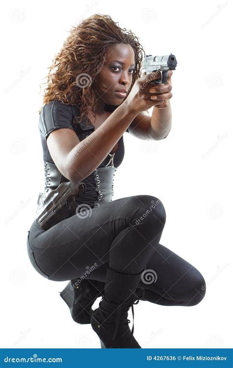 Woman Aiming A Gun Stock Photography 4267364