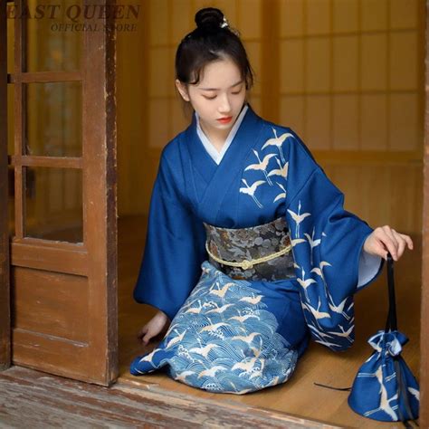 Kimono Japanese Traditional Dress With Obi And Bag Geisha Cosplay