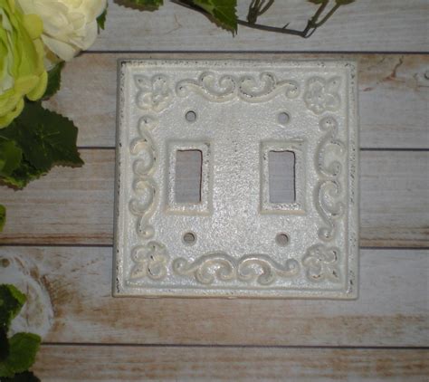 White Decorative Light Switch Plate Double By Fromshab2chic