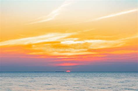 Tropical Colorful Sunset Over Ocean On The Beach At Thailand Tourism