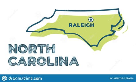 Doodle Vector Map Of North Carolina State Of Usa Stock Vector