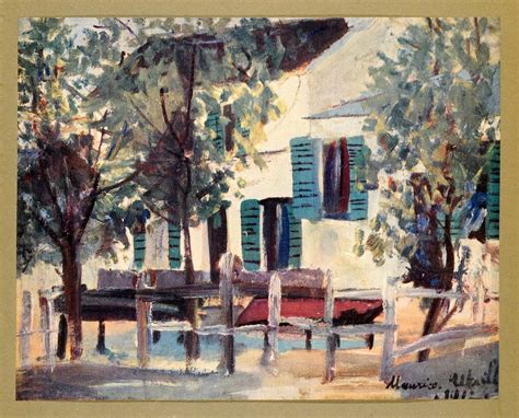 1935 Tipped In Print Maurice Utrillo Art Lapin Agile Montmartre Cabaret