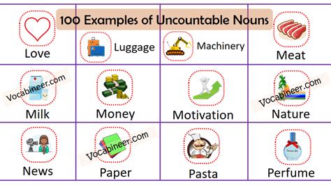 100 Examples Of Common Uncountable Nouns