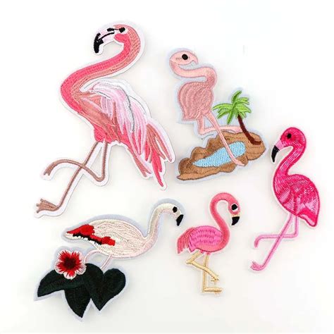 buy mix style flamingo birds patches iron on embroidery patch badges applique