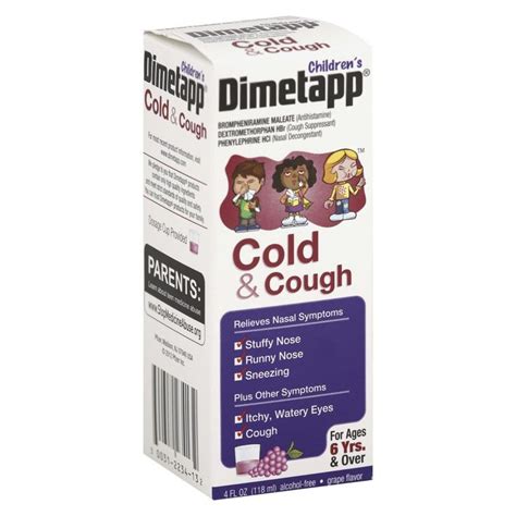 Childrens Dimetapp Cough And Cold Relief Liquid Dextromethorphan