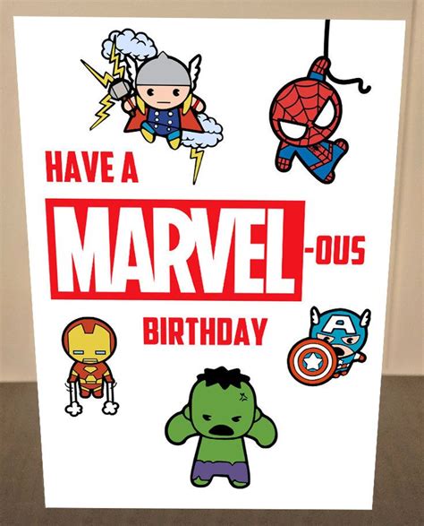 Marvel Birthday Card Avengers Birthday Card Have A Marvelous Etsy